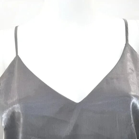 NWT Banana Republic Pewter Silver Metallic Foil Party Slip Dress Tank Top S - Picture 4 of 5